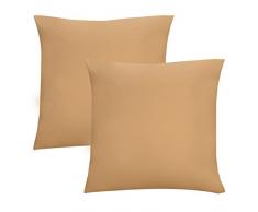 biberna 0077144 Feinjersey Bettwäsche Kopfkissenbezug (Baumwolle) 2x 80x80 cm, gelb