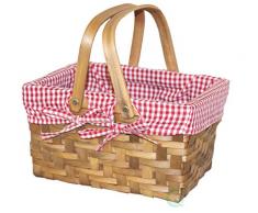 Vintiquewise Korb, rechteckig, gefüttert mit Gingham-Futter, Holz, naturbraun, klein