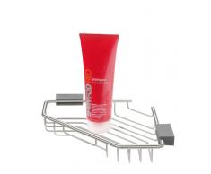 Tiger Cliqit Duschkorb Eckversion, Korpus aus Edelstahl gebürstet/Wandbefestigung ABS Kunststoff, grau