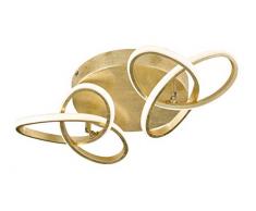 LED Deckenleuchte 2-Flammig 13 Watt Ringe Verschlungen In Blattgoldoptik