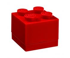 Lego Box 4, Mini Lego Box mit 4 Knöpfen, Snack Box, Rot, 4,6 x 4,6 x 4,3 cm
