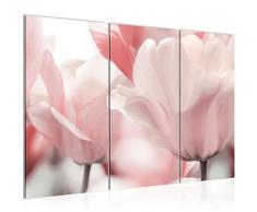 Bilder Blumen Tulpen Wandbild 120 x 80 cm Vlies - Leinwand Bild XXL Format Wandbilder Wohnzimmer Wohnung Deko Kunstdrucke Rosa 3 Teilig - MADE IN GERMANY - Fertig zum Aufhängen 203931a