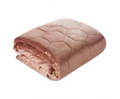 Eurofirany Bettüberwurf Velvet Samt Tagesdecke Honigwaben Gesteppte Decke Überwurf Steppdecke Elegant Edel Glamour Schlafzimmer Wohnzimmer Gästezimmer Lounge, Dunkelrosa, 220x240cm