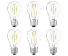 Osram LED Star Classic P Lampe, in Tropfenform mit E27-Sockel, nicht dimmbar, 1.6 W Ersetzt 15 Watt, Filamentstil Klar, Warmweiß - 2700 Kelvin, 6er-Pack