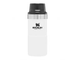 Stanley Legendary Classic Vakuum-Thermobecher Kaffeebecher to go 0.35L, Polarweiß, 18/8 Edelstahl, Doppelwandige Vakuumisolierung, Auslaufsicher, für PKW-Getränkehalter, Coffee to go Becher