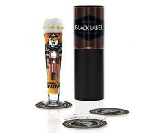 RITZENHOFF Black Label Bierglas von Shari Warren, aus Kristallglas, 300 ml, mit fünf Bierdeckeln