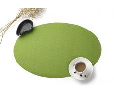 HYSENM 4 Stücke Platzsets Platzdeckchen Platzmatten Placemats Tischmatten Tischsets 45*30cm Ellipse waschbar Kunststoff rutschfest Kinder Grau/Braun/Orange/Grün usw, Grün