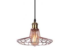 INNOTECK DS-1064 Vintage Pendelleuchte Lampenschirm - Retro Rose Kupfer Metall Käfig Kronleuchter Lampenschirm