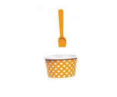 ZAK Dotty Eisbecher Ø 8 cm mit Eislöffel, orange/weiß