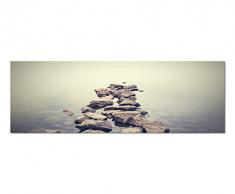 Panoramabild auf Leinwand und Keilrahmen 150x50cm Ukraine Steine Wasser Nebel Dunst