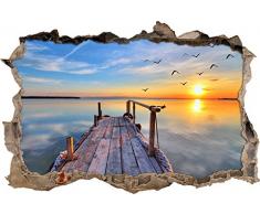 Pixxprint 3D_WD_S2490_92x62 traumhafter Blick aufs Meer beim Sonnenuntergang Wanddurchbruch 3D Wandtattoo, Vinyl, bunt, 92 x 62 x 0,02 cm