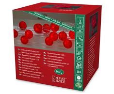 Konstsmide 3136-553 LED DekolichterkettegroÃe rote Baumwollkugeln / für Innen (IP20) 24V Innentrafo / 16 warm weiÃe Dioden/transparentes Kabel