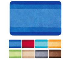 Spirella Badematte | kuscheliger Hochflor | Rutschfester Badvorleger | viele Größen | waschbar 40° | 120x70 cm | Blau