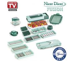 Genius Nicer Dicer Fusion | 19 Teile | mintgrün | Schneiden | Reiben | Hobeln | Würfeln | Obst- und Gemüseschneider