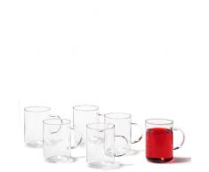 Leonardo Teeglas Novo, Tee-Gläser mit Henkel, Glas-Tasse aus hitzebeständigem Borosilikat, 360-ml Füllmenge, 6-teilig, 030525