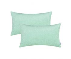 CaliTime Kissenbezüge Kissenhülle Packung mit 2 kuscheligen Kissenbezügen für Couchsofas Heimtextilien Feste gefärbte weiche Chenille 30cm x 50cm Grau Jade