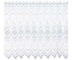 Plauener Spitze by Modespitze, Store Bistro Gardine Scheibengardine mit Stangendurchzug, hochwertige Stickerei, Höhe 60 cm, Breite 144 cm, Weiß
