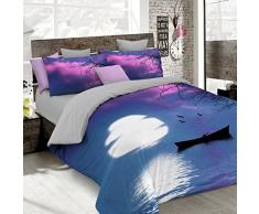 Italian Bed Linen Bettwäsche mit Digitaldruck, Gesamt-Abdeckung auf Bettbezug und Kissenbezügen, Doppelbettgröße, 100% Baumwolle 250x200x1 cm Multicolore (Kio619)