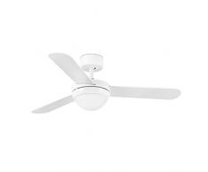 Faro Barcelona Feroe 33600 - Ventilator mit Licht, 40 W, Körper aus Edelstahl, Diffusor aus Glas, Flügel aus Holz, Ahorn/weiß, Farbe: weiß