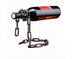 Betan Neuheit Magic Weinflaschenhalter Floating Stahl Link Kette Flasche Wein Rack/Halter – Hält Flaschen in der Luft (Bronze)
