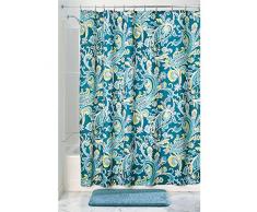 InterDesign Harper Paisley Duschvorhang | dekorativer Badewannenvorhang in 183,0 cm x 183,0 cm | tolles Duschvorhang Design mit Paisley-Muster| Polyester blau/grün