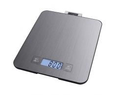 EMOS Küchenwaage aus Edelstahl mit Wandaufhängung/Digitalwaage mit beleuchtetem LCD Display/Tara-Funktion/Nahrungsmittelskala/Elektronische Waage/Präzision bis zu 1g / Tragkraft 15 kg