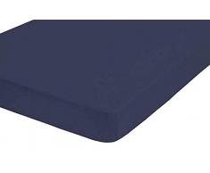 biberna 0077641 Jersey-Elastic Topper Spannbetttuch (Topperhöhe 8-12 cm) (Baumwolle/Elasthan) 140x200 cm -> 160x220 cm, Indigo
