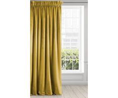 Eurofirany Vorhang Samt Velvet Schimmernd Gardine - Kräuselband Weich Schlafzimmer Wohnzimmer Lounge Edel, Stoff, Senfgelb, 140x270 cm