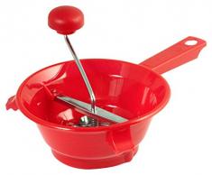 Home Passiergerät mit 3 Scheiben, 24 cm, Edelstahl, Rot