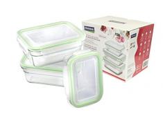GLASSLOCK Rechteckige Frischhaltedose, Glas, grün, 40.2 x 30.8 x 18.5 cm