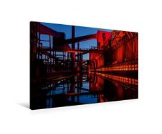 Premium Textil-Leinwand 90 x 60 cm Quer-Format Abendlich beleuchtete Kokerei | Wandbild, HD-Bild auf Keilrahmen, Fertigbild auf hochwertigem Vlies, Leinwanddruck von Olaf Herm