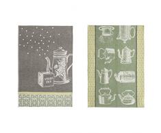 Coucke 2 Stück Geschirrtücher Teekanne Baumwolle Grün 50 x 75 cm