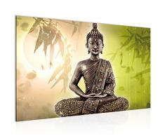 Bild Buddha Wandbild Vlies - Leinwand Bilder XXL Format Wandbilder Wohnzimmer Wohnung Deko Kunstdrucke Grün 1 Teilig - MADE IN GERMANY - Fertig zum Aufhängen 500314c