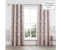 Catherine Lansfield Rococo Jacquard Ösenvorhang, Polyester, Blush, 168x183cm
