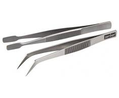 Zenker Deko Set 2-TLG Servier-und Dekorations-Pinzetten 2tlg INOX, Edelstahl, Silber, 11 und 12cm, 2-Einheiten