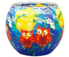 Himmlische Düfte Geschenkartikel GmbH Red Owls Windlicht, Glas, bunt, 11x11x9 cm