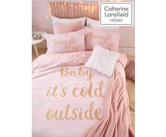 Catherine Lansfield Baby Its Cold Outside Bettwäsche-Set für Doppelbett, pflegeleicht, Rosa