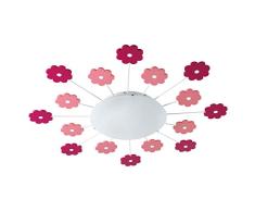 EGLO Deckenlampe Viki 1, 1 flammige Kinderzimmer Wandlampe, Deckenleuchte aus Stahl, Farbe: pink, Glas: satiniert, weiß, Fassung: E27