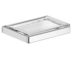KEUCO Seifenschale aus Metall chrom glänzend, Kristall-Glas klar, für Badezimmer Dusche Küche, Wandmontage, Seifenablage, Seifenhalter, Edition 11