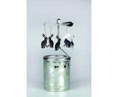 Kerzenfarm Hahn Glaskarussell Teelichthalter Windlicht 84366 Motiv HASE Größe 16 x 6 x 6 cm Glaskarussel, Glas, Silber, 6 cm