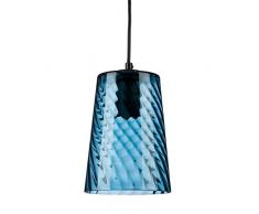 Relaxdays Hängelampe Cone, kegelförmiger Lampenschirm, Glas + Metall, Pendellampe 1-flammig, HBT 21,5x15x15 cm grün-blau