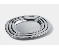 Alessi Servierplatte, Edelstahl, Silber, 10 x 25 x 29.5 cm