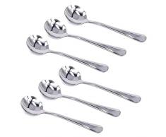 HornTide 6-teilige Suppe Löffel Set Bouillon Löffel Besteck Edelstahl Spiegel Polieren 6,5-Zoll 16,6cm