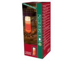 Konstsmide 1959-550 Rote LED Echtwachskerze mit zerlaufender Wachsoptik und roten Tannenbäumen / für Innen (IP20) / Batteriebetrieben: 2xAA 1.5V (exkl.) / 4h und 8h Timer / 1 warm weiße Diode