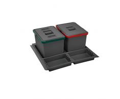 ELLETIPI Metropolis ptc22 06050 1 F C10 PPV Mülleimer Mülltrennung-Schublade, grau, 51 x 46 x 22 cm