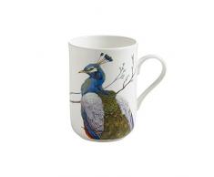 Maxwell & Williams PBW1506 Birds of the World Becher, Kaffeebecher, Tasse mit Vogelmotiv: Pfau, in Geschenkbox, Porzellan