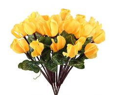 Nahuaa Kunstblumen, Alpenveilchen, Seide, Blumenarrangements, für Zuhause, Hochzeit, Tischdekoration, Partydekoration, 4 Stück gelb
