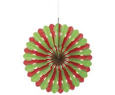 Unique Party Supplies Seidenpapier-Fächer, rund, Dekoration, 40 cm, Papier, rot/grün, 40,6 cm