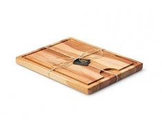 Continenta Schneidebrett mit Saftrille aus Buche Kernholz, Tranchierbrett in Profi Qualität, mit Bast-Geschenk-Verzierung, Größe: 37 x 29 x 2,4 cm