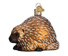 Old World Weihnachten Glas mundgeblasen Ornament mit S-Haken und Geschenk-Box, Forest Animals Kollektion Porcupine